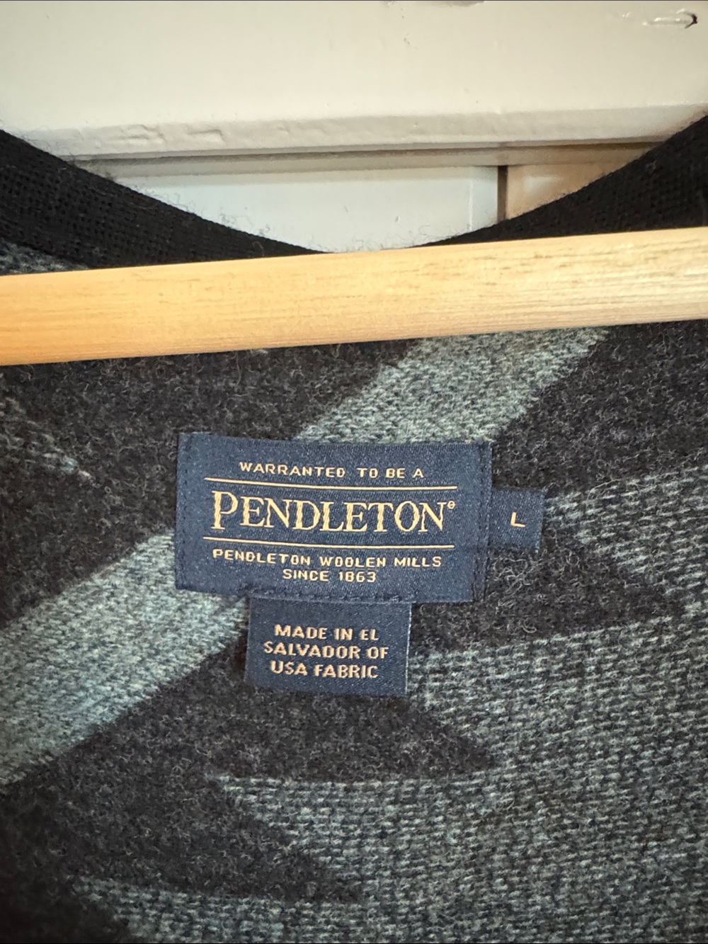 Pendleton Open-Front Geometric Cardigan - Gray, Blue & Black - Picture 3 of 3